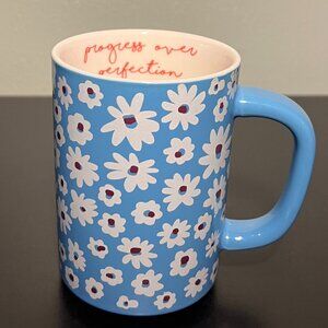 ROOM ESSENTIALS “Progress Over Perfection” Daisy Flowers Stoneware Mug